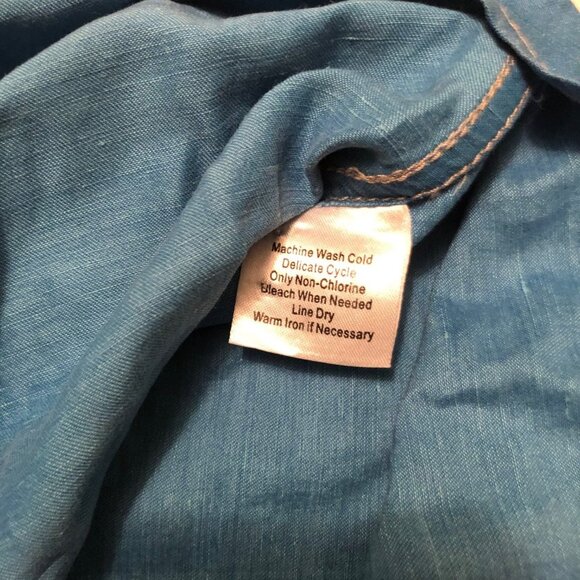 BLUE BY PRONTO UOMO Men's 'SILK/LINEN SHIRT SKY BLUE LARGE - Picture 9 of 9